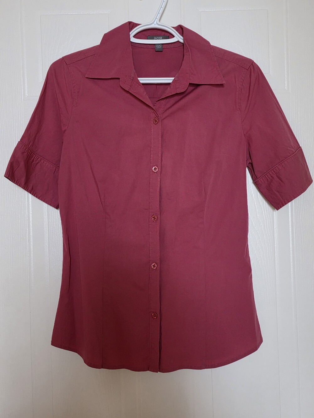 Jacob Short-Sleeve Button-Down Shirt, Berry Red, Medium